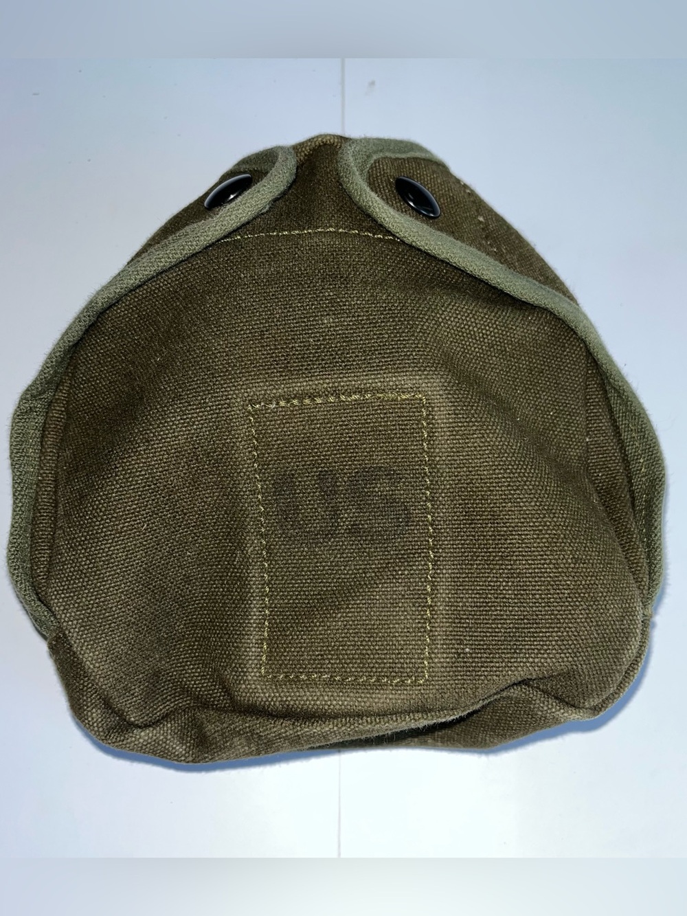 Vintage US Military Olive Green Canvas Canteen Pouch - Snap Closure